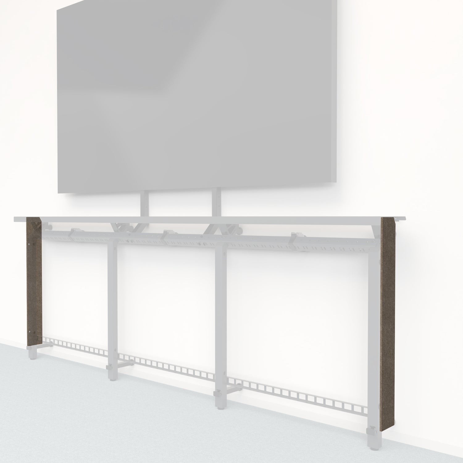Heckler Framework Tall End Cap in Timber Felt Right — modular timber brown PET felt end panel for the Heckler Framework AV wall system.