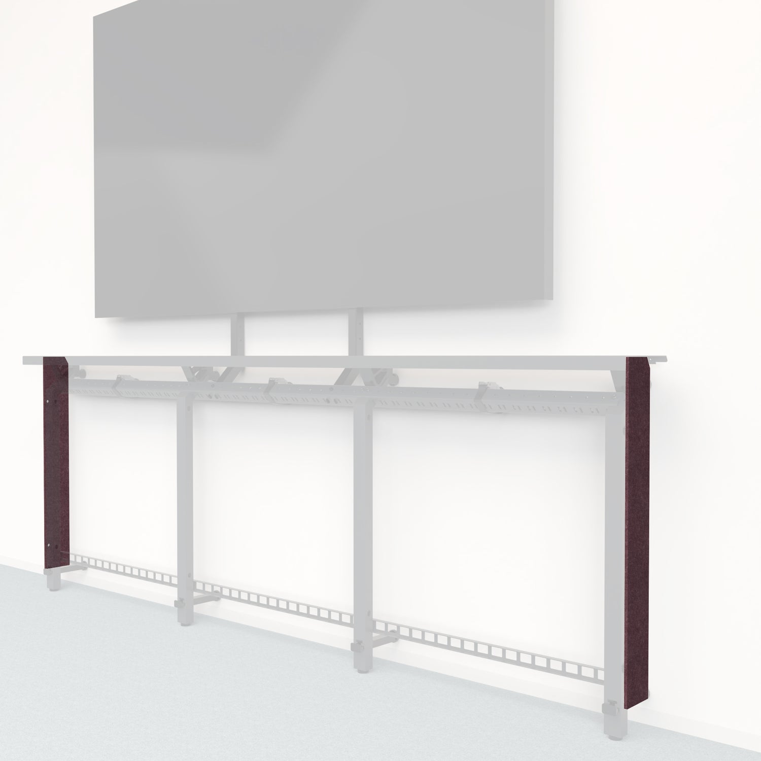 Heckler Framework Tall End Cap in Wine Felt Right — modular wine burgundy PET felt end panel for the Heckler Framework AV wall system.