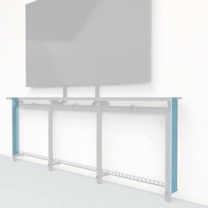 Heckler Framework Tall End Cap in Baby Blue Felt Right — modular pale baby blue PET felt end panel for the Heckler Framework AV wall system.