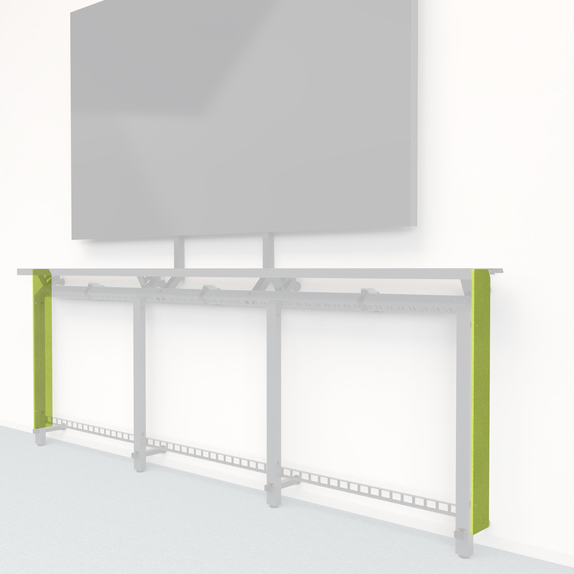 Heckler Framework Tall End Cap in Kiwi Felt Right — modular kiwi green PET felt end panel for the Heckler Framework AV wall system.