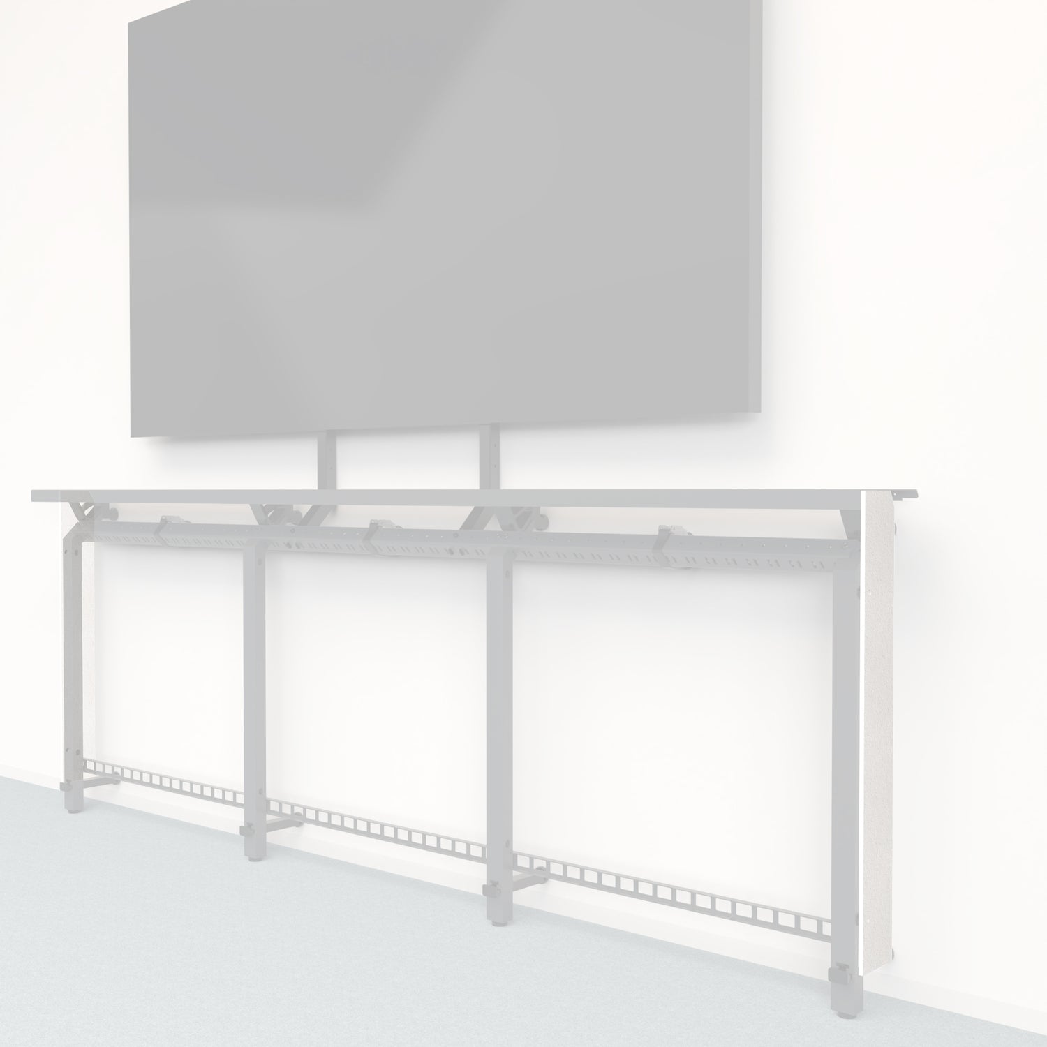 Heckler Framework Tall End Cap in Zinc Felt Right — modular zinc gray PET felt end panel for the Heckler Framework AV wall system.