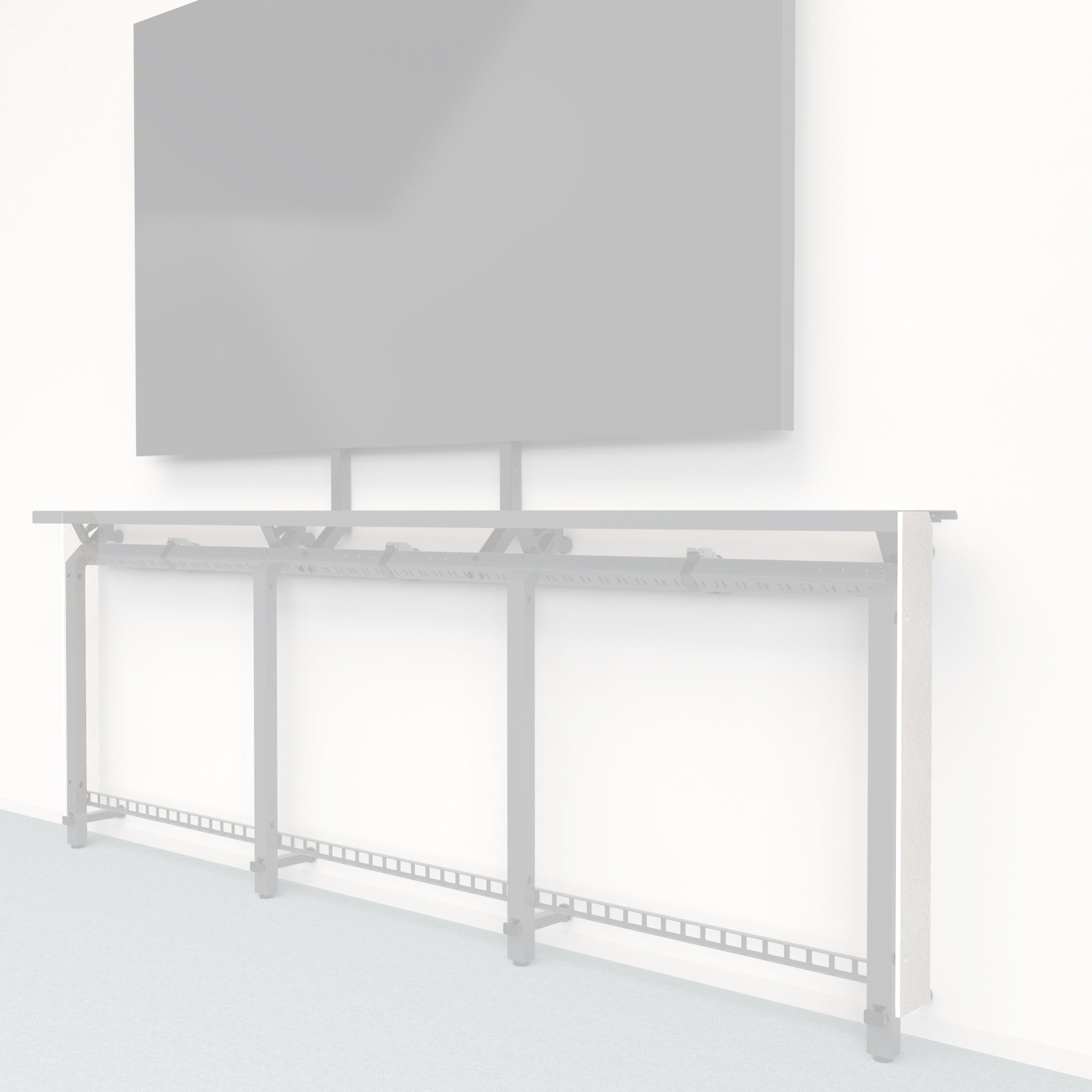 Heckler Framework Tall End Cap in Zinc Felt Right — modular zinc gray PET felt end panel for the Heckler Framework AV wall system.