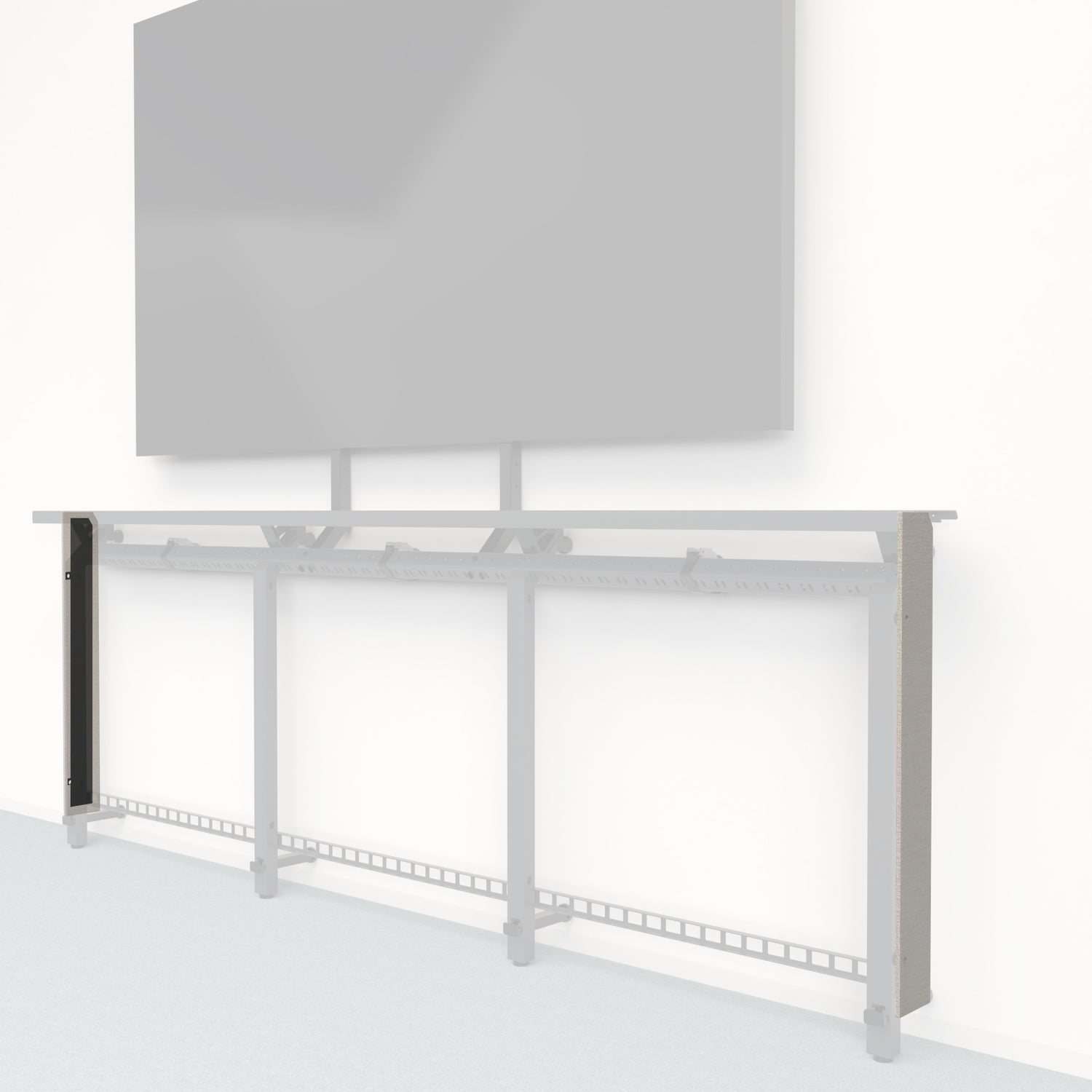 Heckler Framework Tall End Cap in Off White Maharam textile — modular textile-wrapped off-white end panel for the Heckler Framework AV wall system.