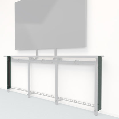 Heckler Framework Tall End Cap in Undergrowth Maharam textile — modular textile-wrapped muted green end panel for the Heckler Framework AV wall system.