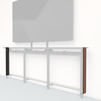 Heckler Framework Tall End Cap in Wild Cherry wood look — modular cherry-woodgrain end panel for the Heckler Framework AV wall system.
