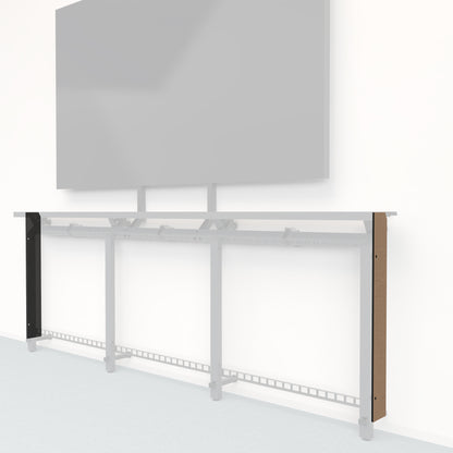 Heckler Framework Tall End Cap in Castle Oak wood look — modular white-oak-woodgrain end panel for the Heckler Framework AV wall system.