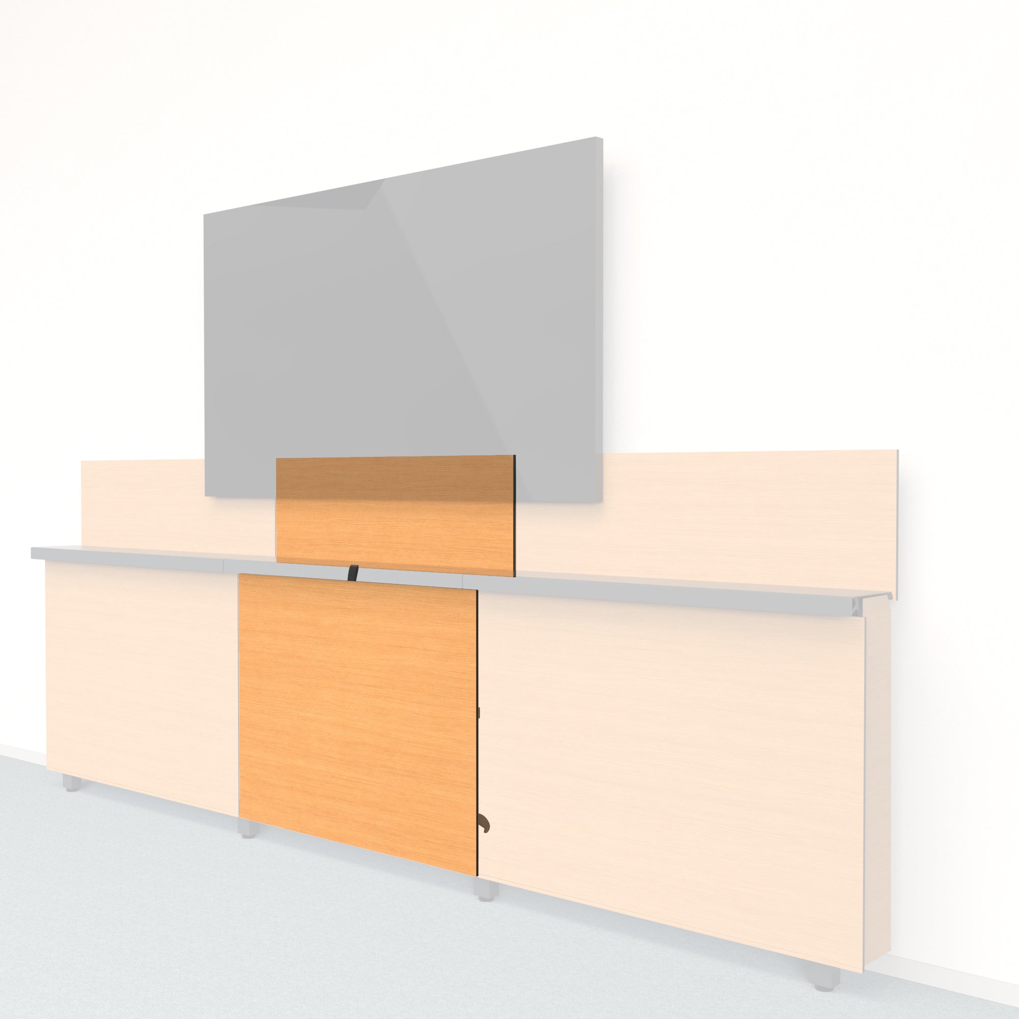 Framework Short Inner Panel and Backsplash in 3M DI-NOC White Oak finish.