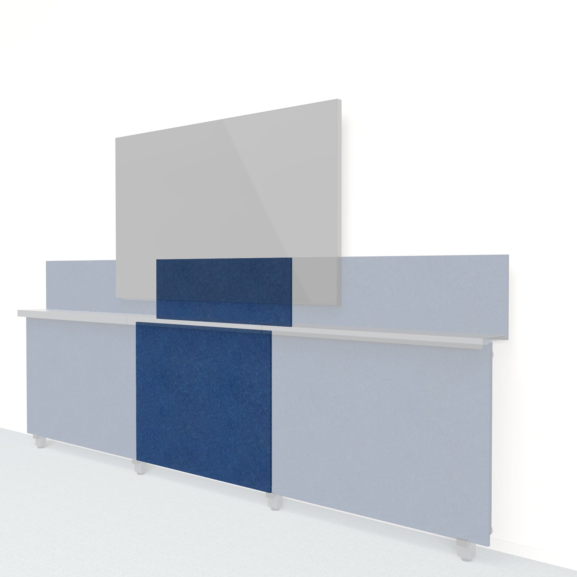 Heckler Framework Short Inner Panel &amp; Backsplash in Admiral Felt Right — modular admiral navy PET felt AV wall panel for the Heckler Framework system.