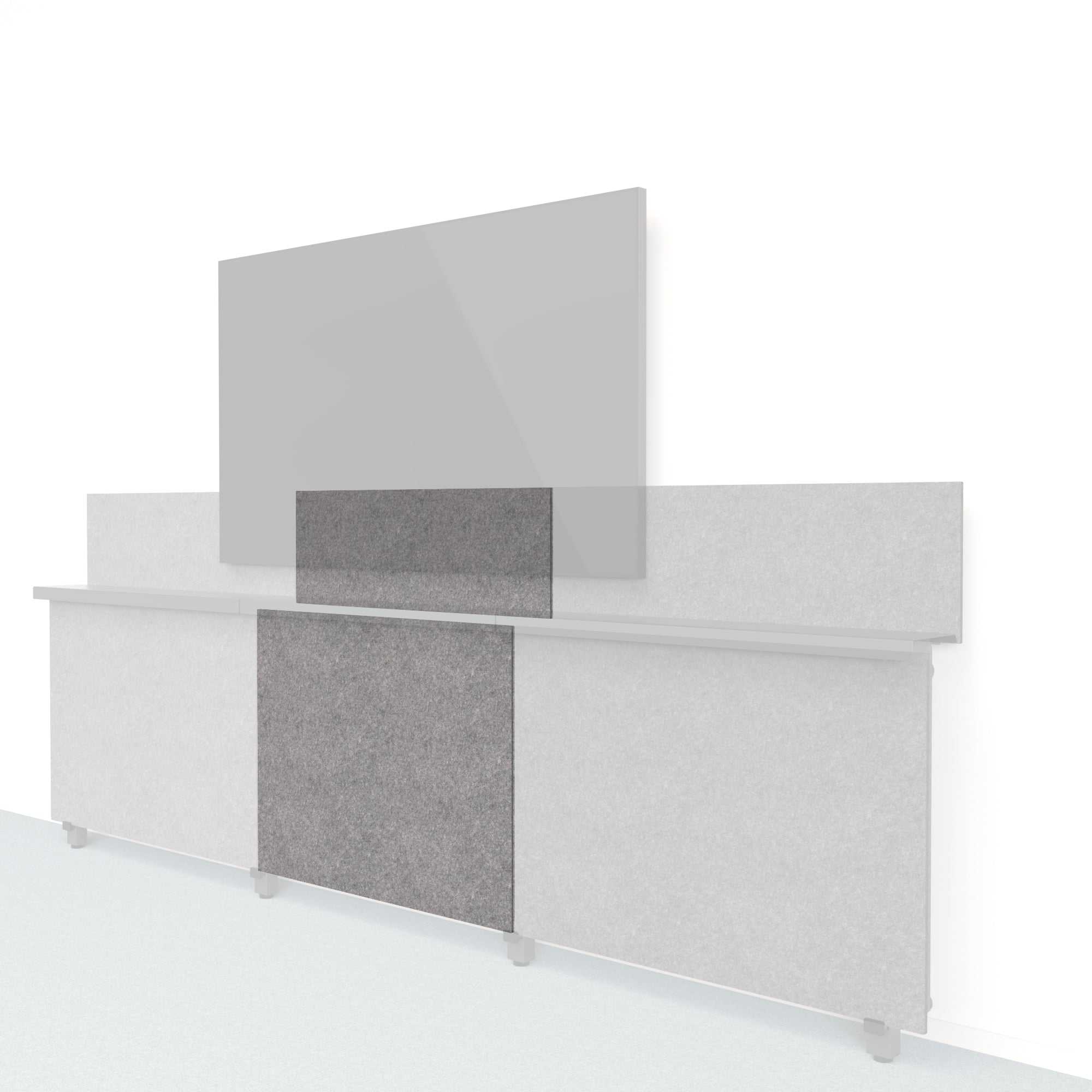 Heckler Framework Short Inner Panel &amp; Backsplash in Armor Felt Right — modular charcoal gray PET felt AV wall panel for the Heckler Framework system.