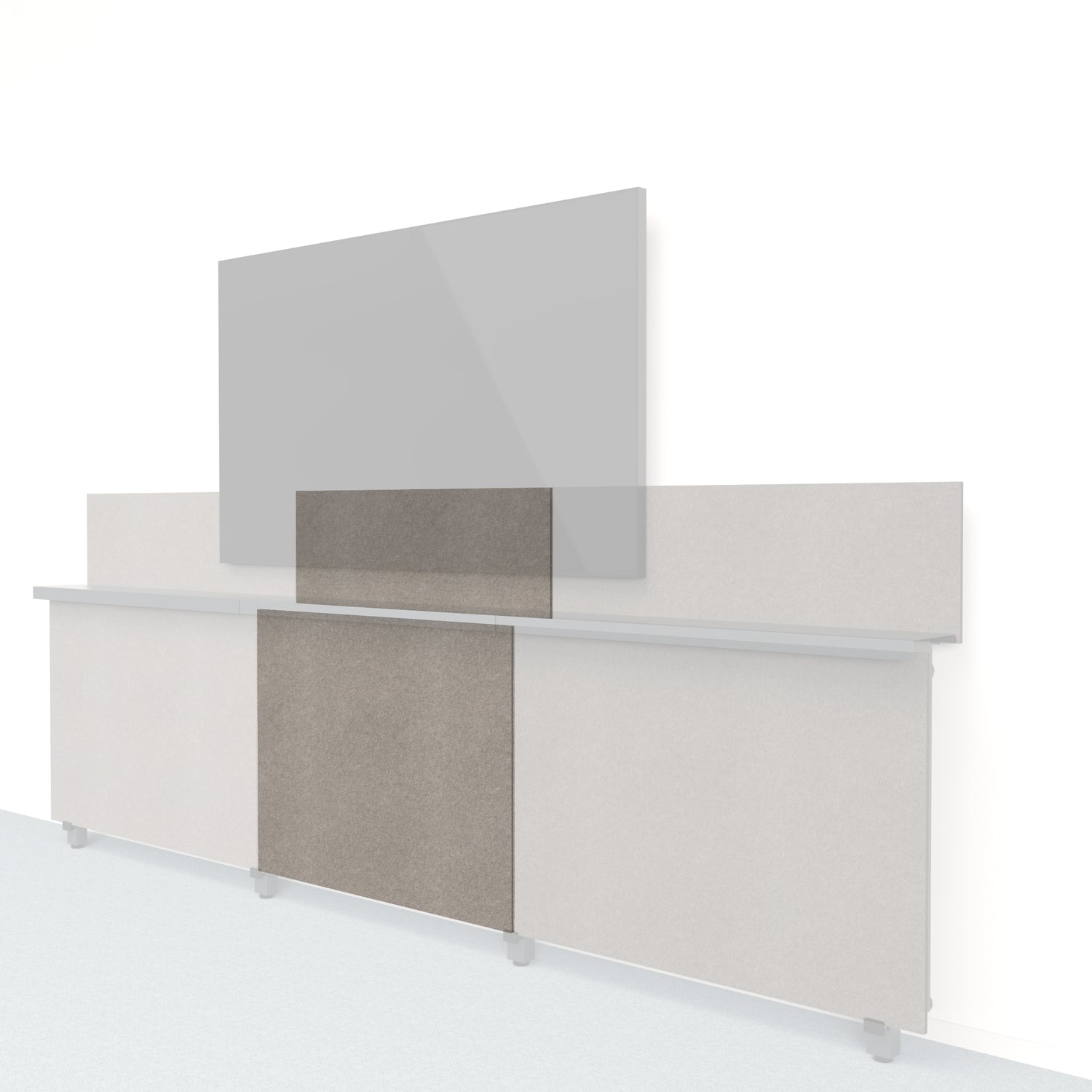 Heckler Framework Short Inner Panel &amp; Backsplash in Ash Felt Right — modular ash gray PET felt AV wall panel for the Heckler Framework system.