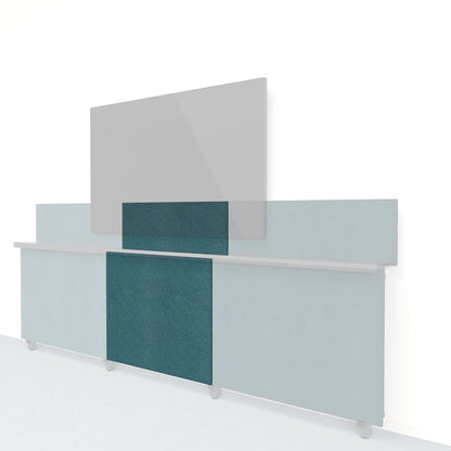 Heckler Framework Short Inner Panel &amp; Backsplash in Atlantic Felt Right — modular atlantic blue PET felt AV wall panel for the Heckler Framework system.
