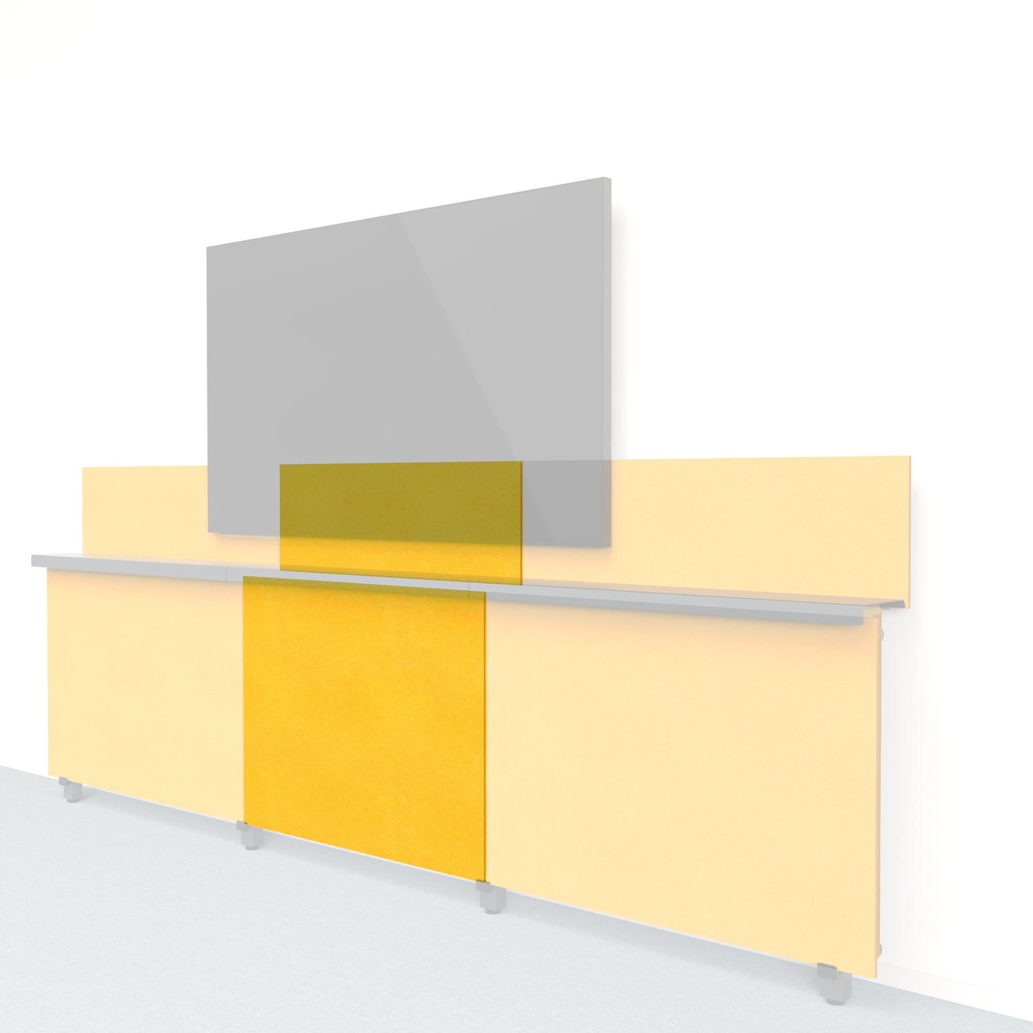 Heckler Framework Short Inner Panel &amp; Backsplash in Citrine Felt Right — modular citrine yellow PET felt AV wall panel for the Heckler Framework system.