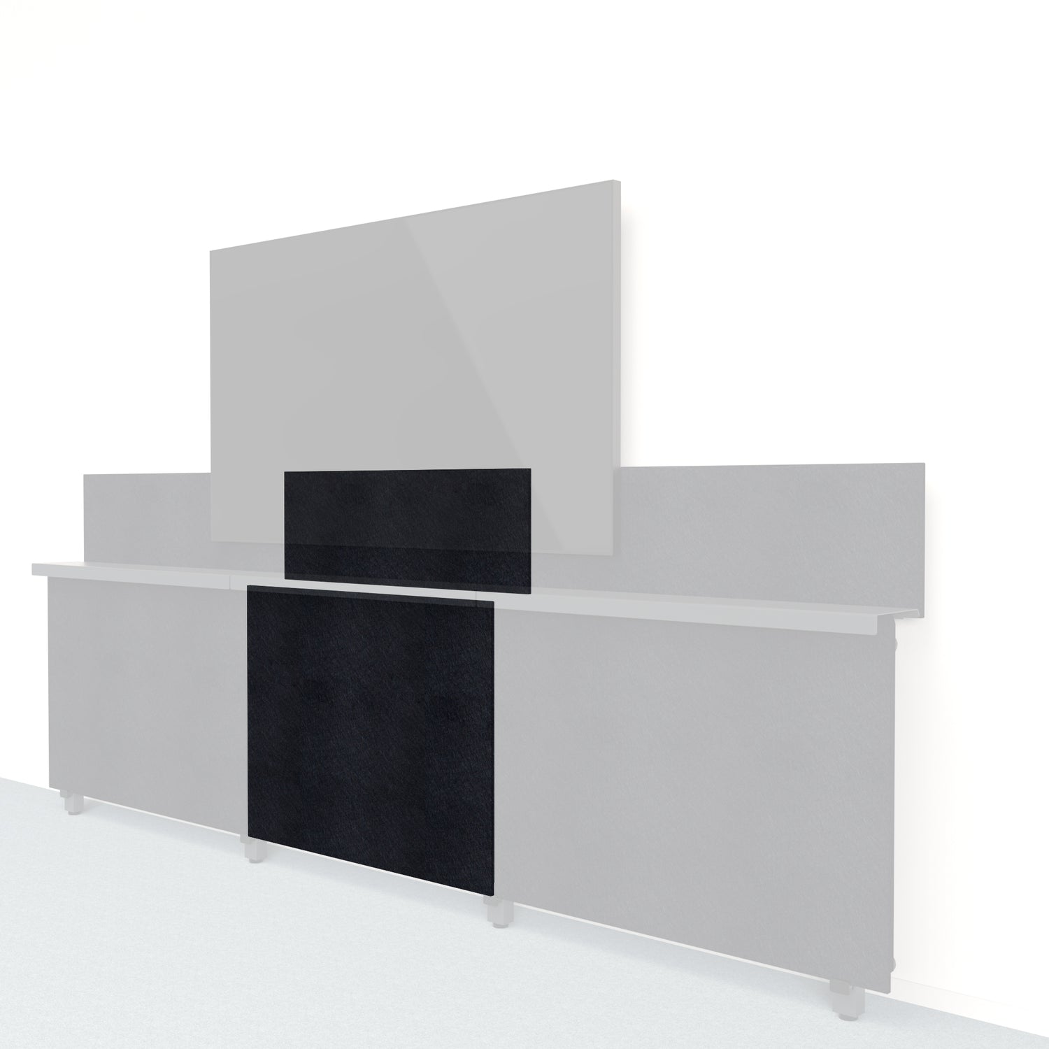 Heckler Framework Short Inner Panel &amp; Backsplash in Ebony Felt Right — modular ebony black PET felt AV wall panel for the Heckler Framework system.