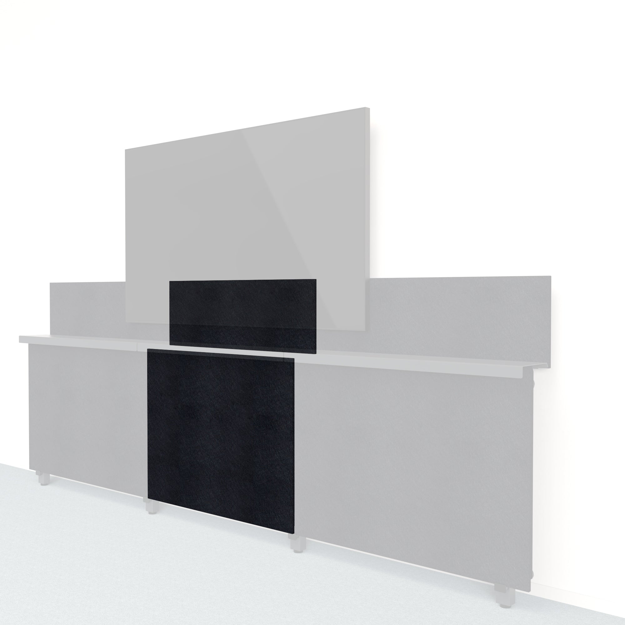 Heckler Framework Short Inner Panel &amp; Backsplash in Ebony Felt Right — modular ebony black PET felt AV wall panel for the Heckler Framework system.