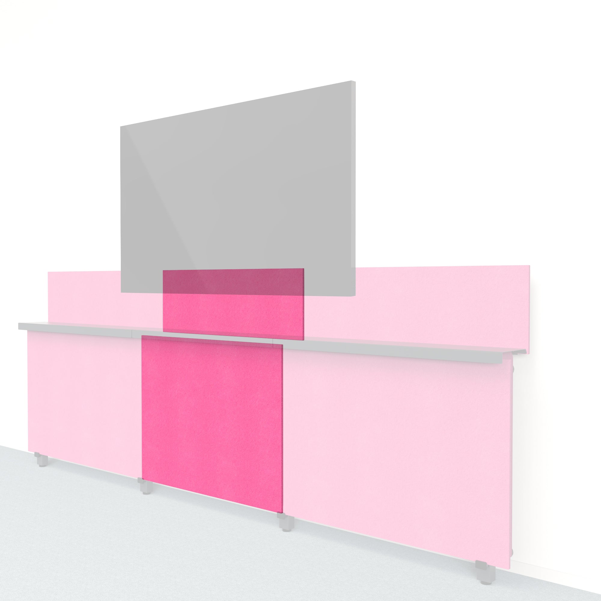 Heckler Framework Short Inner Panel &amp; Backsplash in Hot Pink Felt Right — modular hot pink PET felt AV wall panel for the Heckler Framework system.
