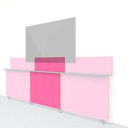 Heckler Framework Short Inner Panel &amp; Backsplash in Hot Pink Felt Right — modular hot pink PET felt AV wall panel for the Heckler Framework system.