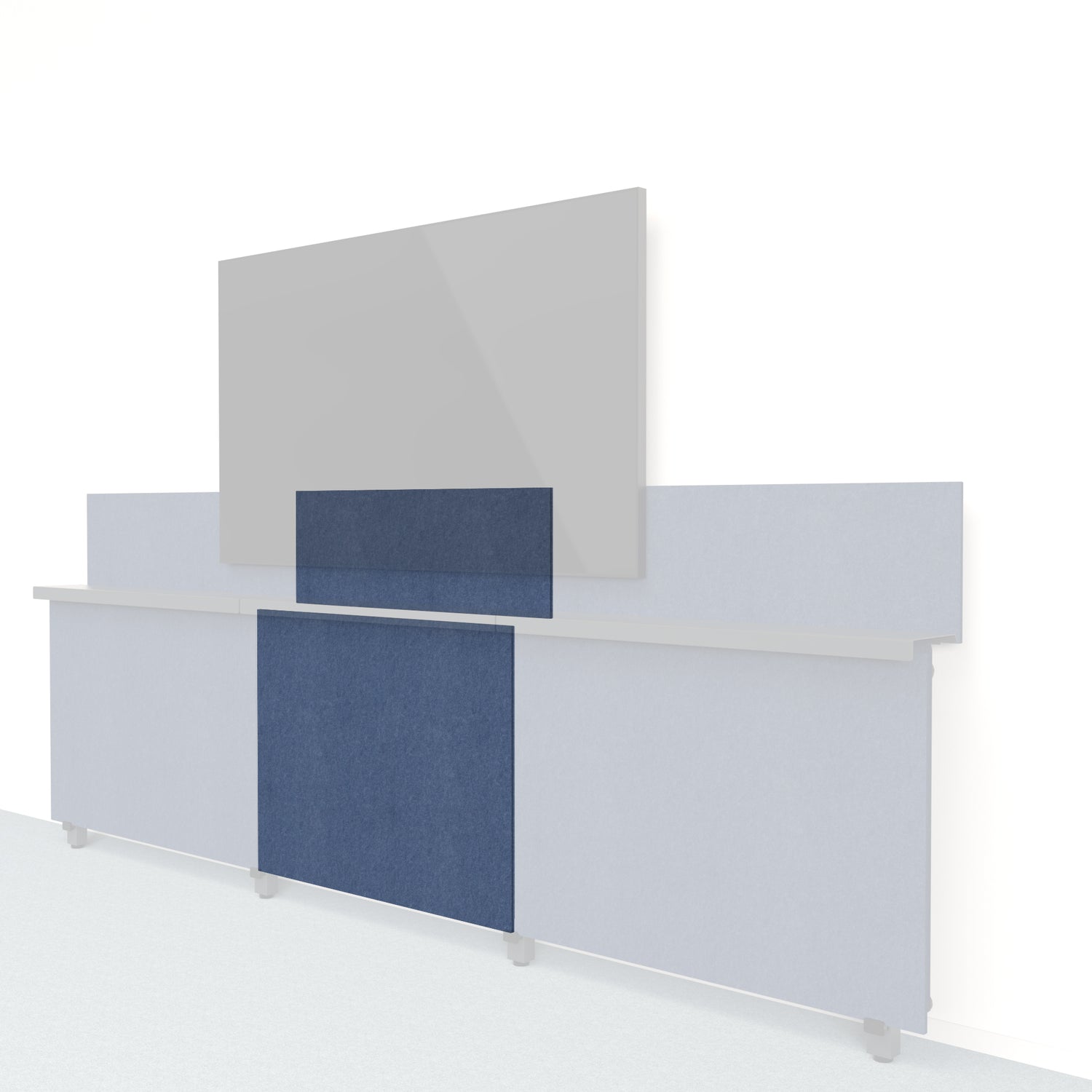 Heckler Framework Short Inner Panel &amp; Backsplash in Indigo Felt Right — modular indigo blue PET felt AV wall panel for the Heckler Framework system.