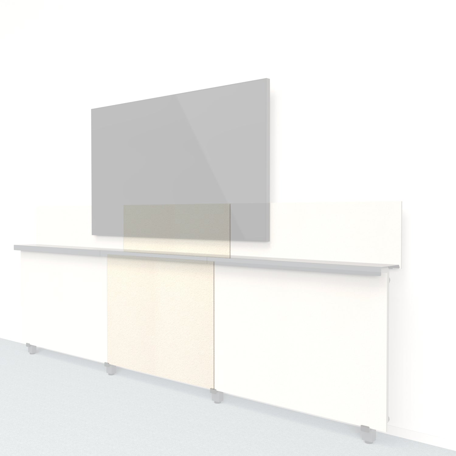 Heckler Framework Short Inner Panel &amp; Backsplash in Ivory Felt Right — modular ivory PET felt AV wall panel for the Heckler Framework system.