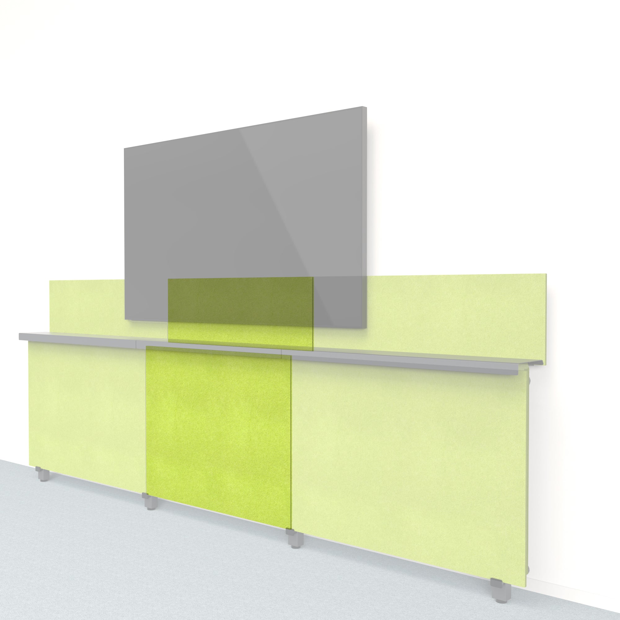 Heckler Framework Short Inner Panel &amp; Backsplash in Kiwi Felt Right — modular kiwi green PET felt AV wall panel for the Heckler Framework system.
