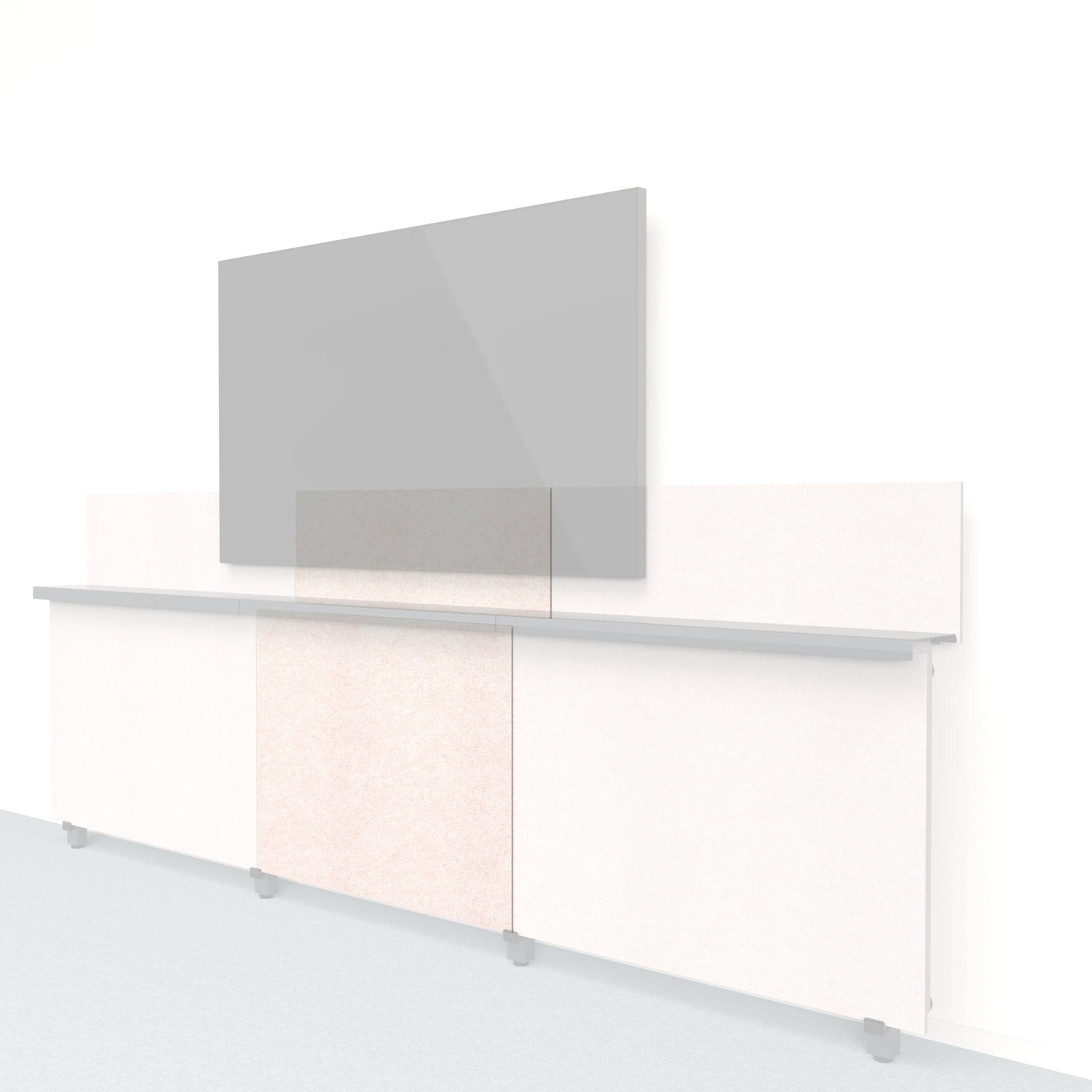 Heckler Framework Short Inner Panel &amp; Backsplash in Latte Felt Right — modular latte tan PET felt AV wall panel for the Heckler Framework system.