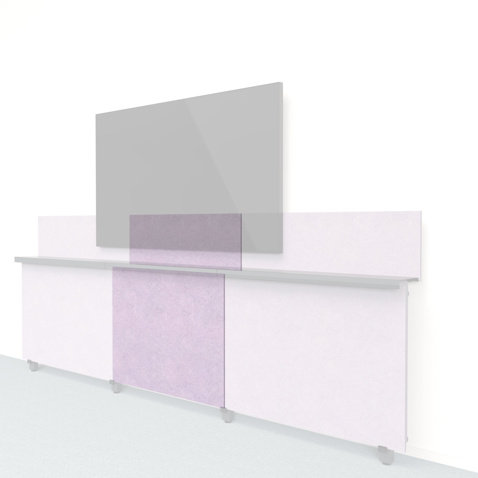 Heckler Framework Short Inner Panel &amp; Backsplash in Lilac Felt Right — modular lilac PET felt AV wall panel for the Heckler Framework system.
