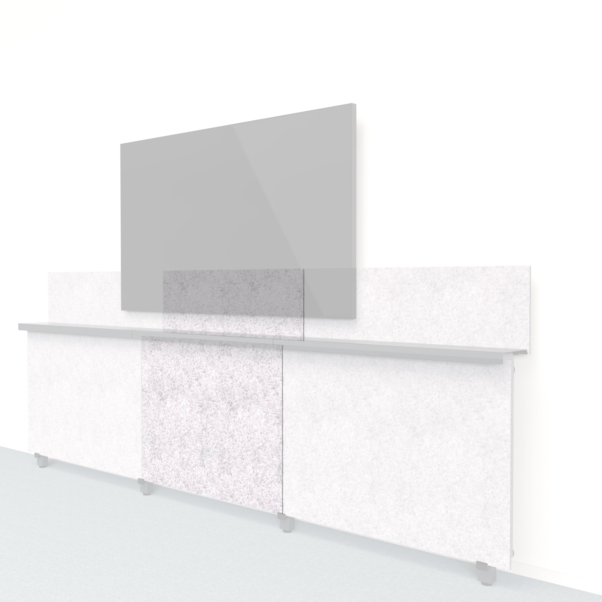 Heckler Framework Short Inner Panel &amp; Backsplash in Nickel Felt Right — modular nickel silver PET felt AV wall panel for the Heckler Framework system.