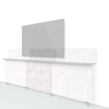 Heckler Framework Short Inner Panel &amp; Backsplash in Nickel Felt Right — modular nickel silver PET felt AV wall panel for the Heckler Framework system.