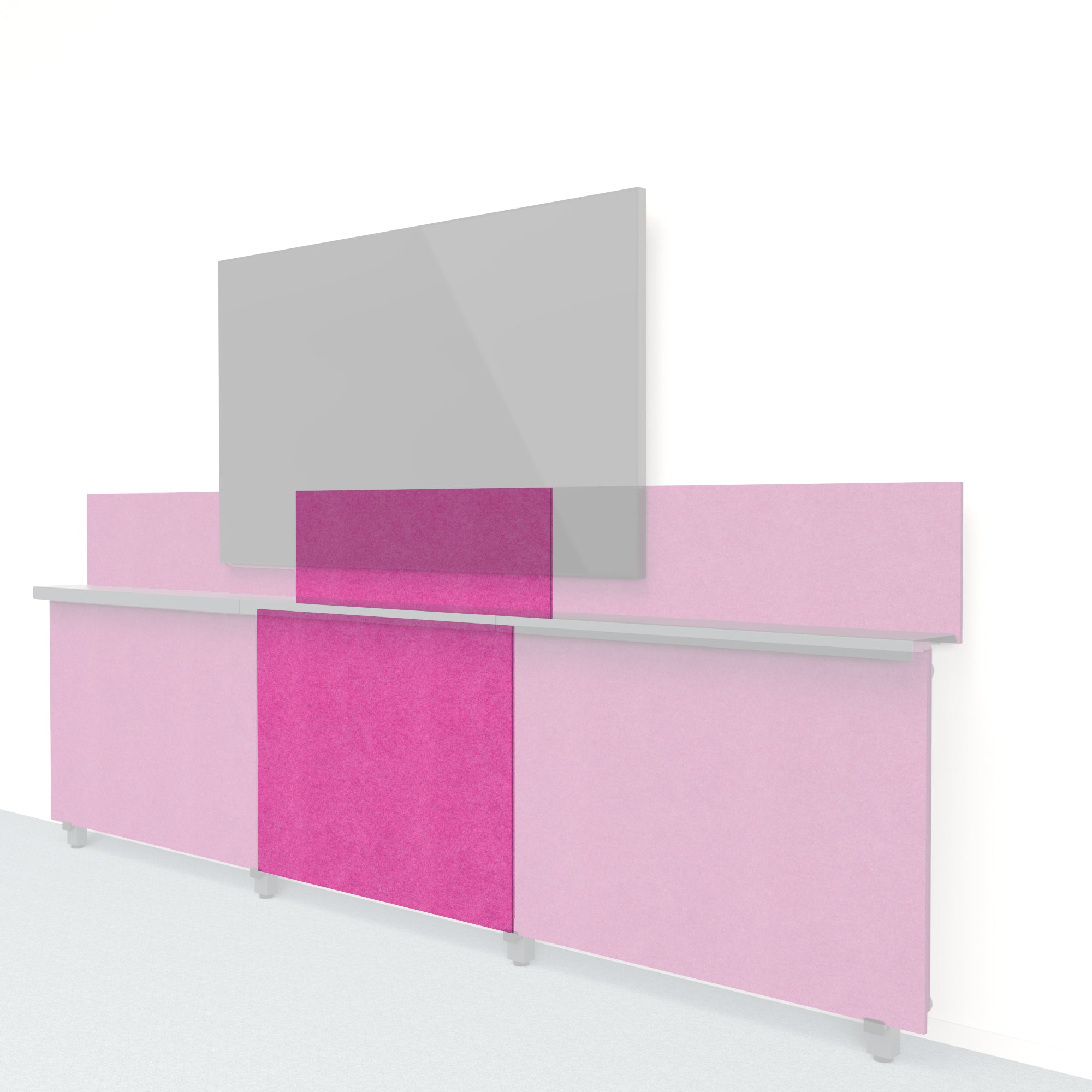 Heckler Framework Short Inner Panel &amp; Backsplash in Plum Felt Right — modular plum purple PET felt AV wall panel for the Heckler Framework system.