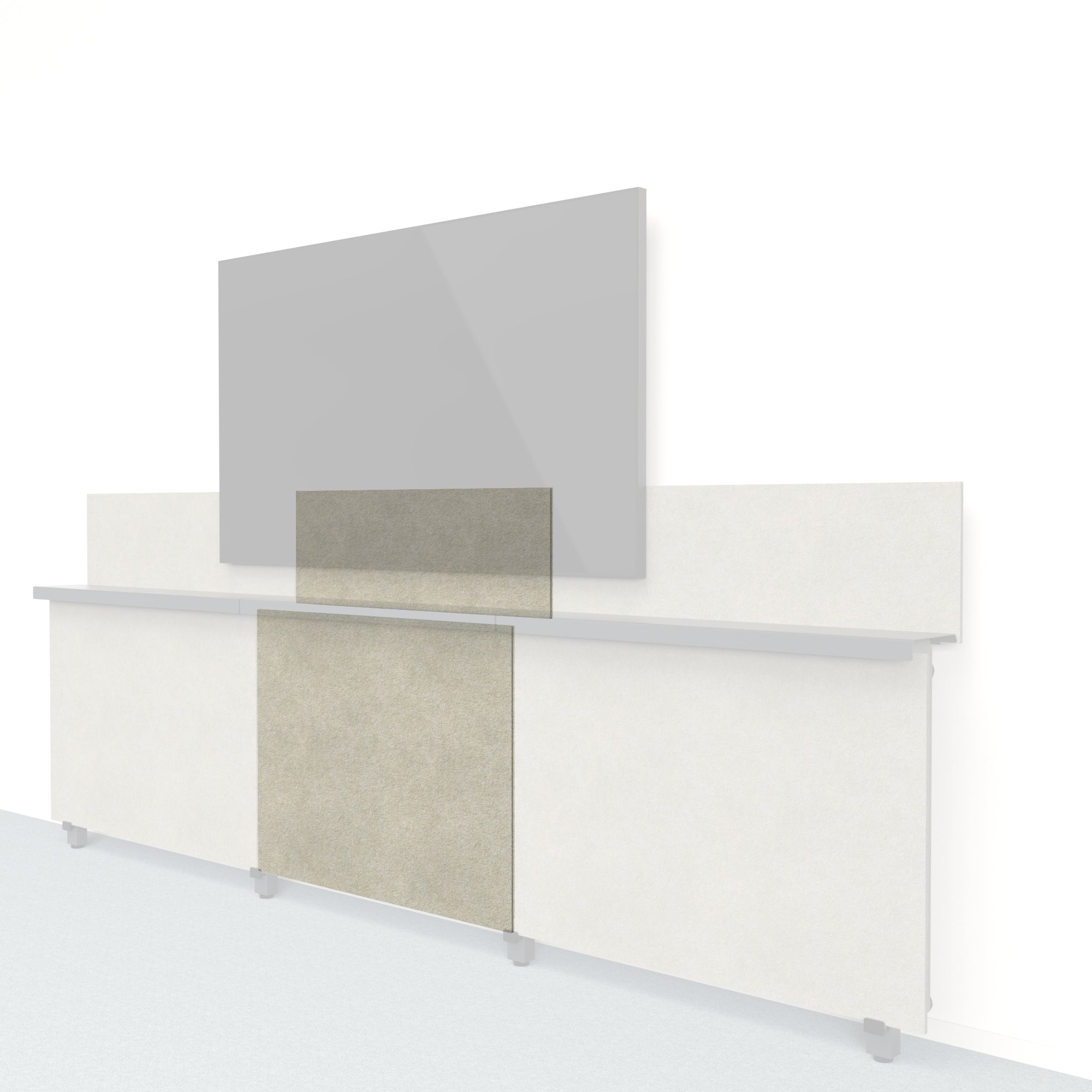 Heckler Framework Short Inner Panel &amp; Backsplash in Sage Felt Right — modular sage green PET felt AV wall panel for the Heckler Framework system.