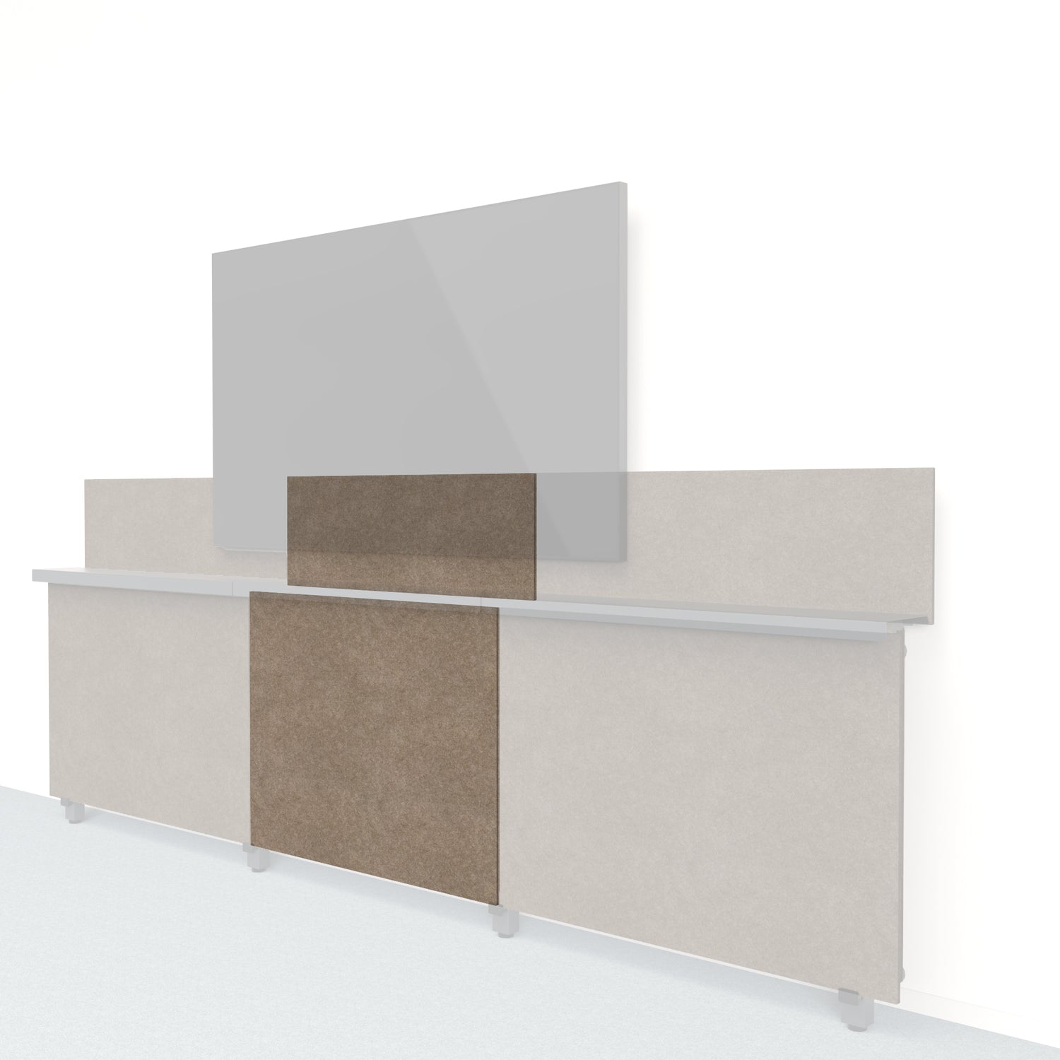 Heckler Framework Short Inner Panel &amp; Backsplash in Timber Felt Right — modular timber brown PET felt AV wall panel for the Heckler Framework system.