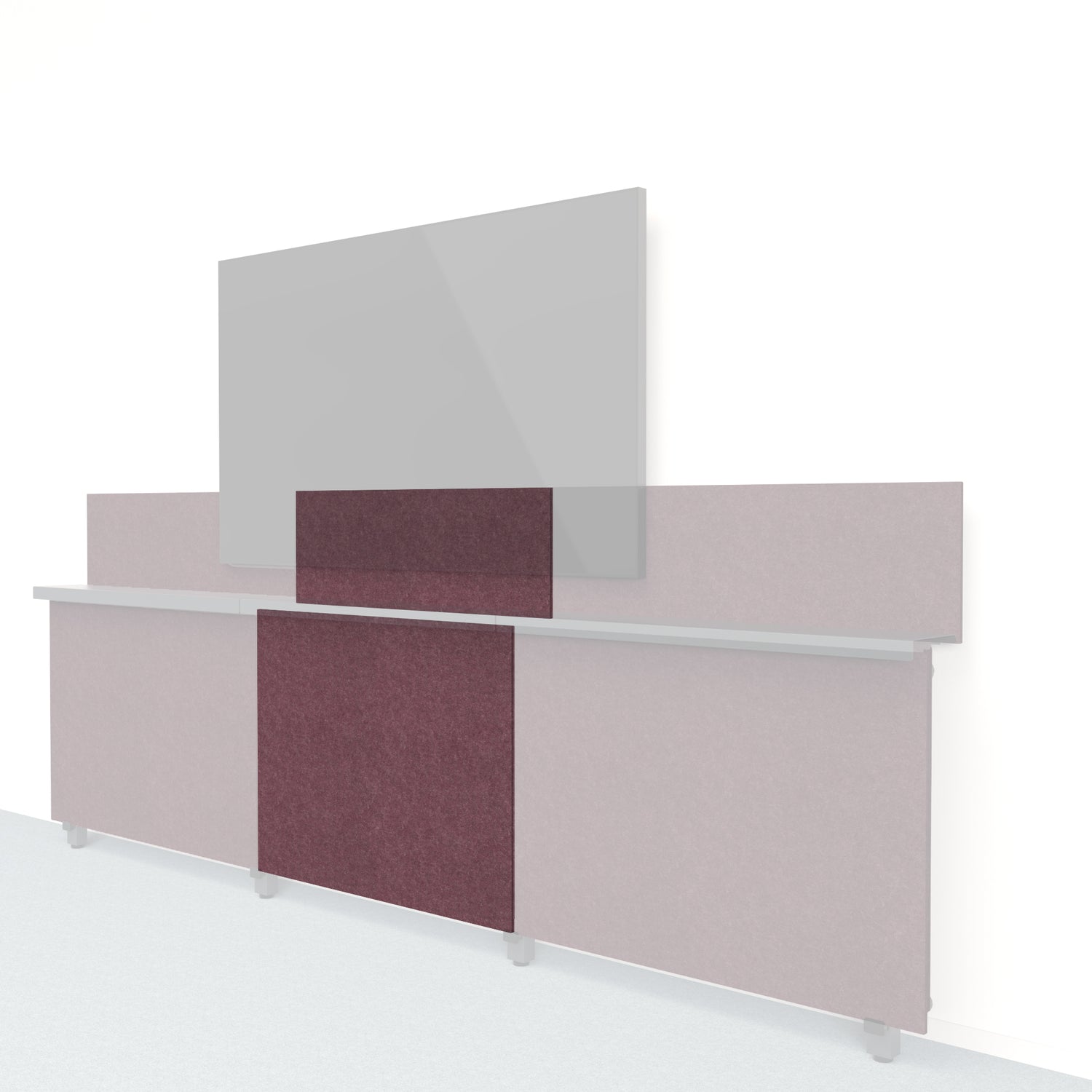 Heckler Framework Short Inner Panel &amp; Backsplash in Wine Felt Right — modular wine burgundy PET felt AV wall panel for the Heckler Framework system.