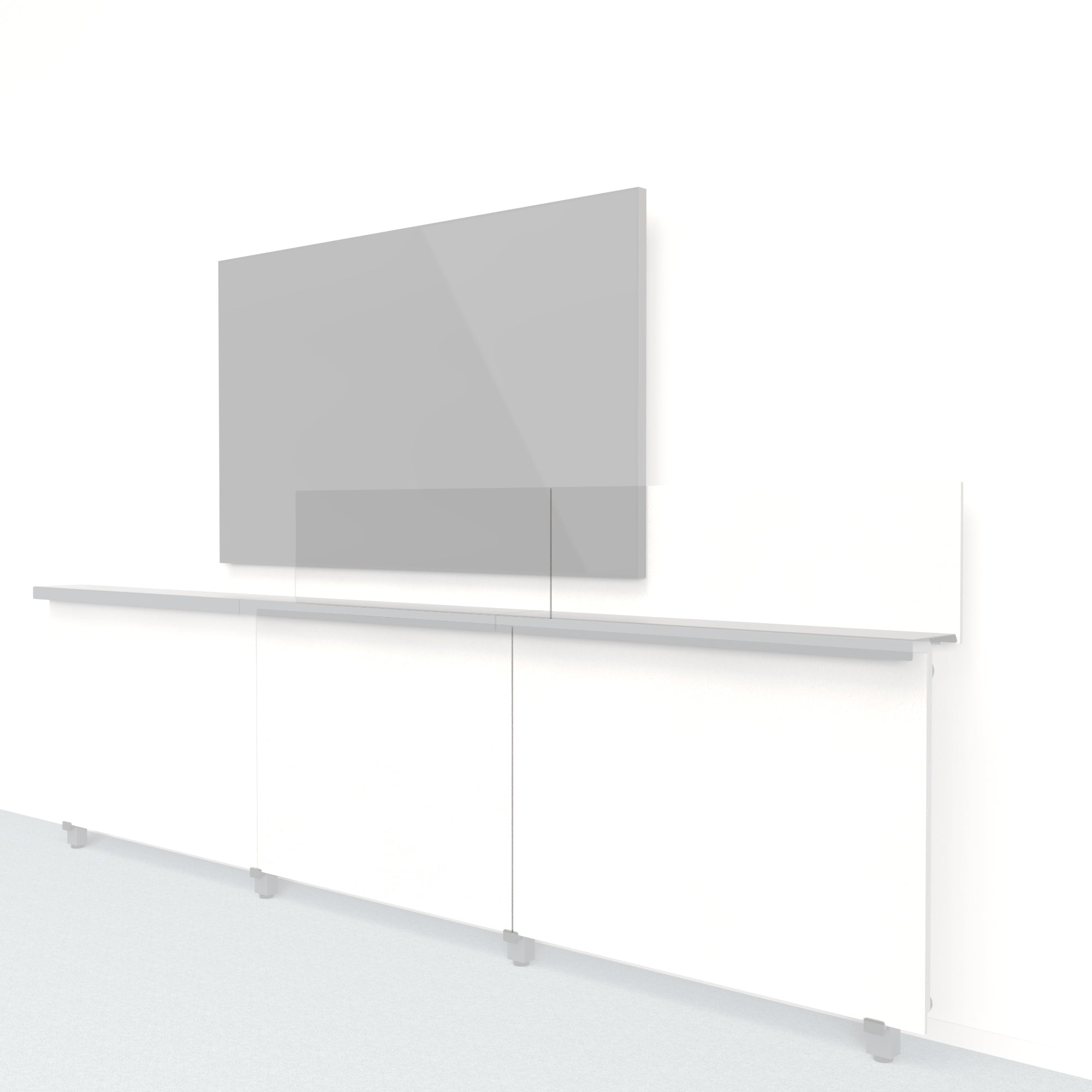 Heckler Framework Short Inner Panel &amp; Backsplash in Zinc Felt Right — modular zinc gray PET felt AV wall panel for the Heckler Framework system.
