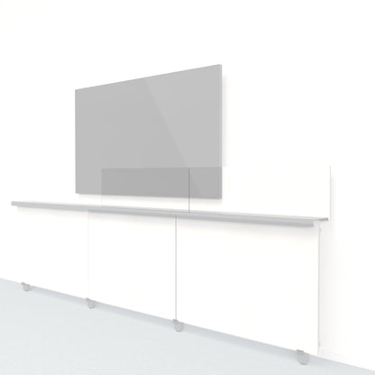 Heckler Framework Short Inner Panel &amp; Backsplash in Zinc Felt Right — modular zinc gray PET felt AV wall panel for the Heckler Framework system.