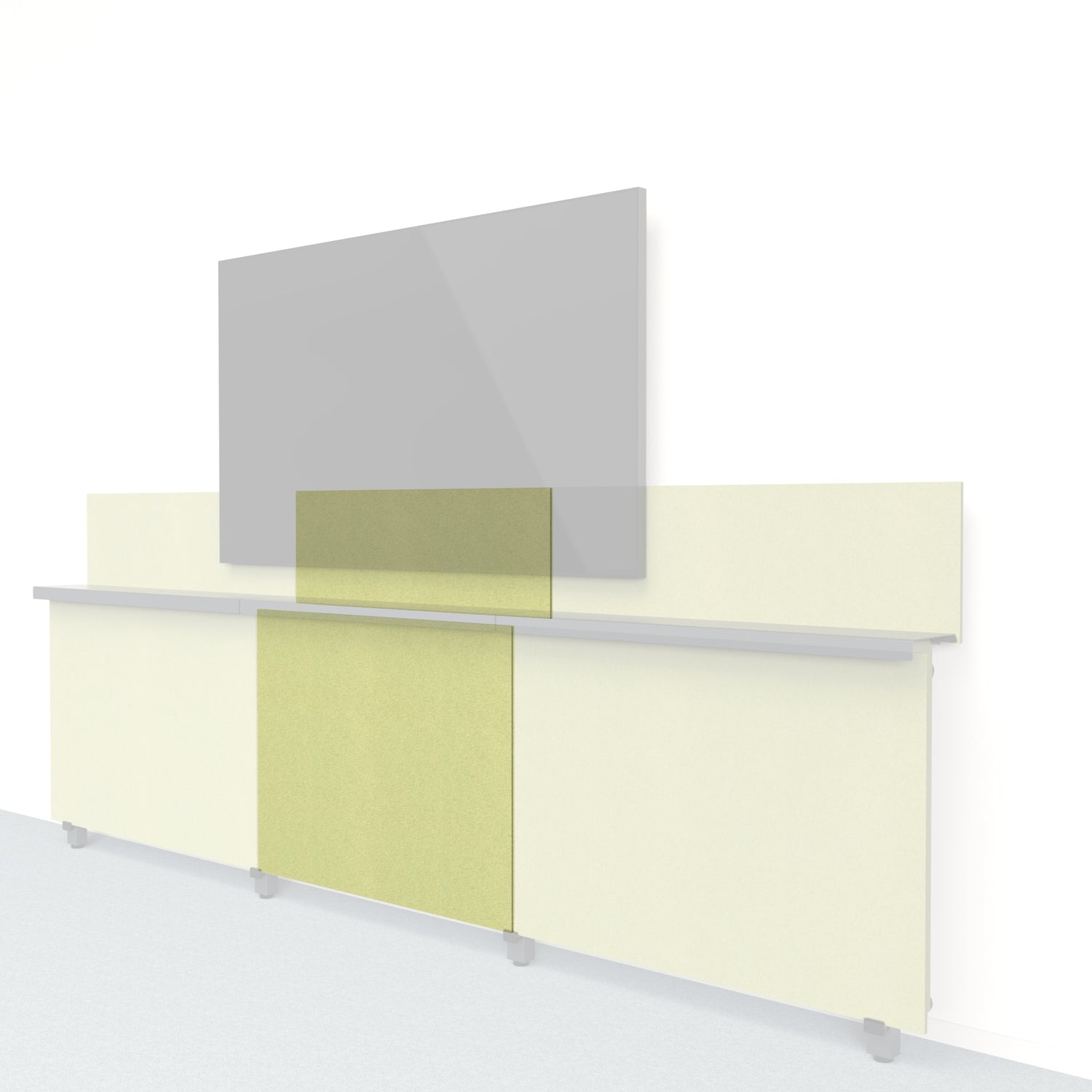 Heckler Framework Short Inner Panel &amp; Backsplash in Aloe Felt Right — modular aloe green PET felt AV wall panel for the Heckler Framework system.