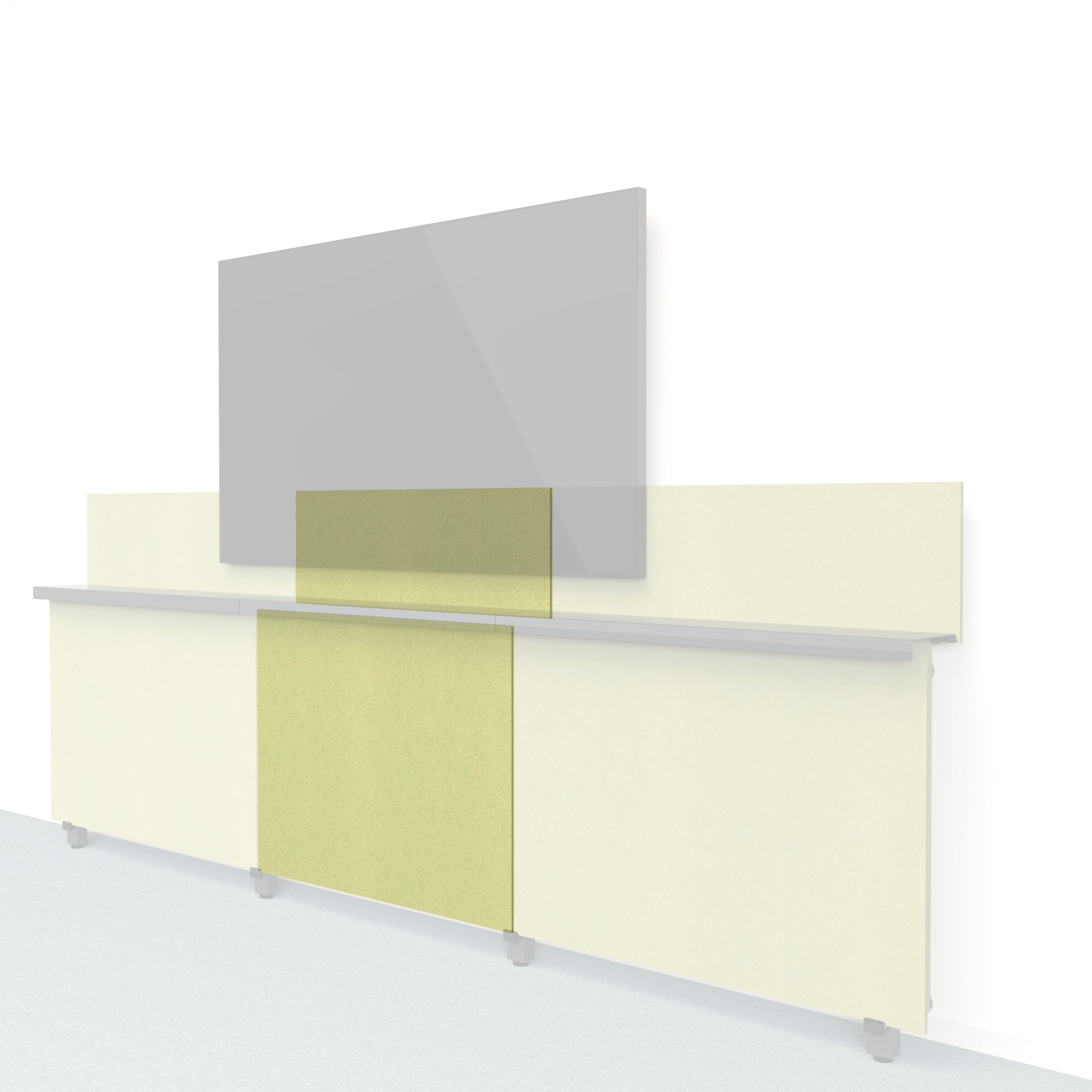 Heckler Framework Short Inner Panel &amp; Backsplash in Aloe Felt Right — modular aloe green PET felt AV wall panel for the Heckler Framework system.