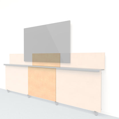 Heckler Framework Short Inner Panel &amp; Backsplash in Cashmere Felt Right — modular cashmere beige PET felt AV wall panel for the Heckler Framework system.