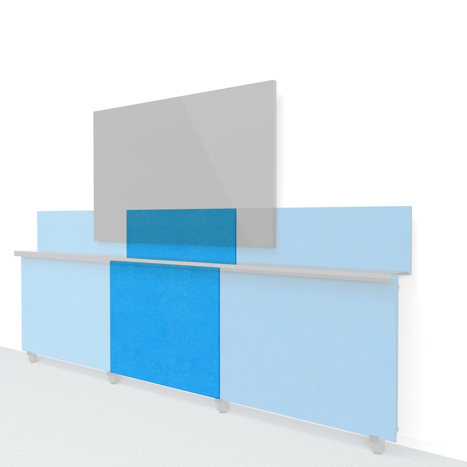 Heckler Framework Short Inner Panel &amp; Backsplash in Cayman Felt Right — modular cayman teal PET felt AV wall panel for the Heckler Framework system.