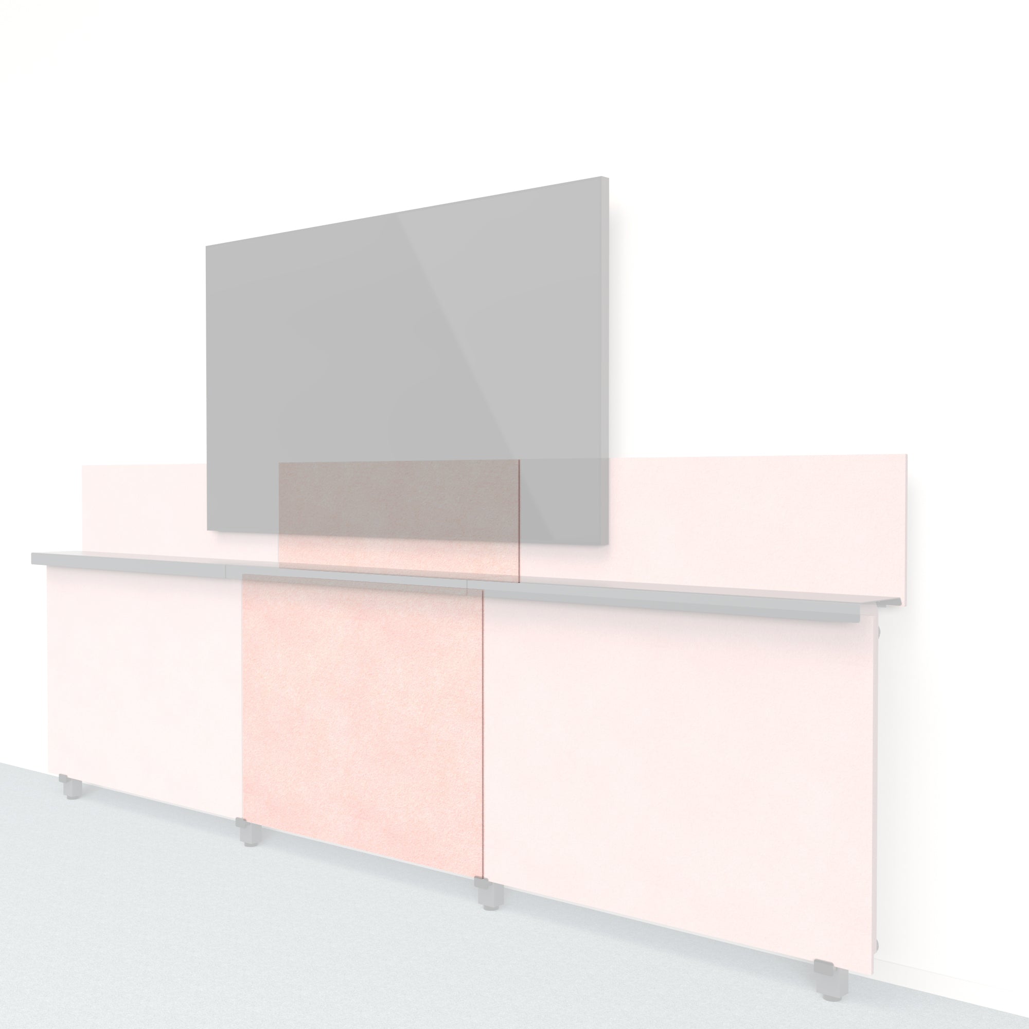 Heckler Framework Short Inner Panel &amp; Backsplash in Coral Felt Right — modular coral PET felt AV wall panel for the Heckler Framework system.