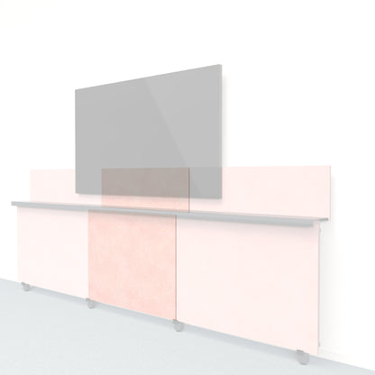 Heckler Framework Short Inner Panel &amp; Backsplash in Coral Felt Right — modular coral PET felt AV wall panel for the Heckler Framework system.