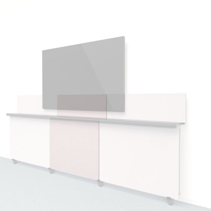 Heckler Framework Short Inner Panel &amp; Backsplash in Fog Felt Right — modular fog gray PET felt AV wall panel for the Heckler Framework system.