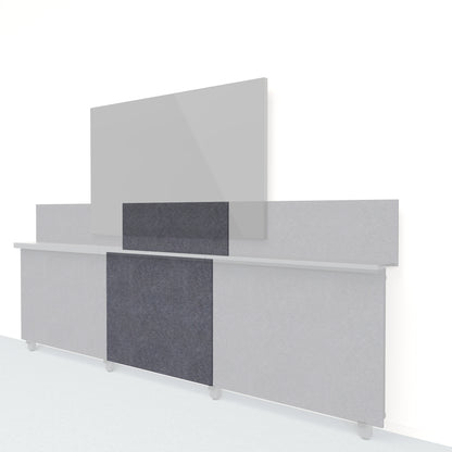 Heckler Framework Short Inner Panel &amp; Backsplash in Mineral Felt Right — modular mineral gray PET felt AV wall panel for the Heckler Framework system.