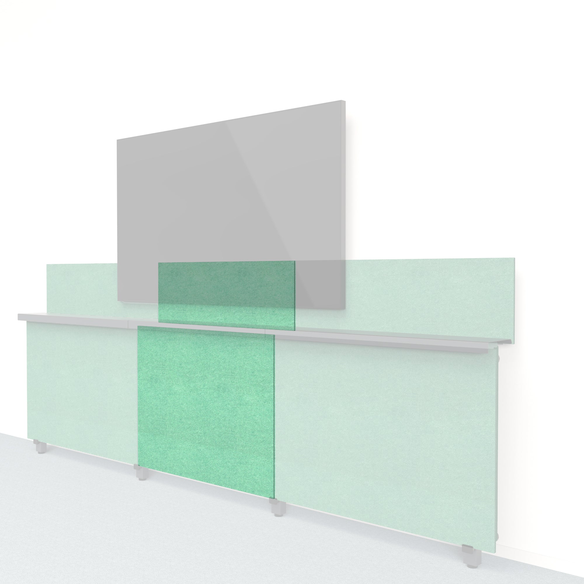 Heckler Framework Short Inner Panel &amp; Backsplash in Mint Felt Right — modular mint green PET felt AV wall panel for the Heckler Framework system.