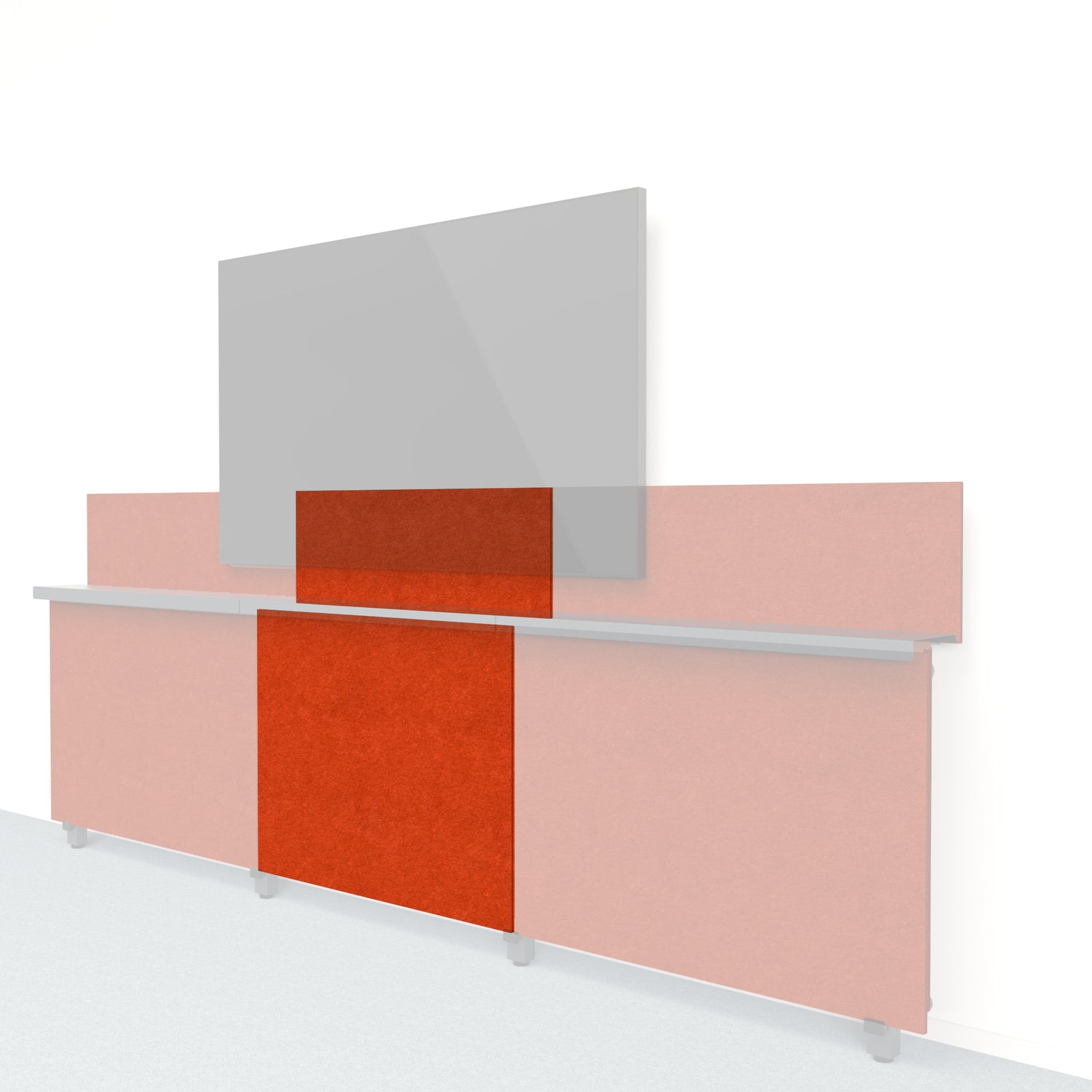 Heckler Framework Short Inner Panel &amp; Backsplash in Moab Felt Right — modular terracotta rust PET felt AV wall panel for the Heckler Framework system.
