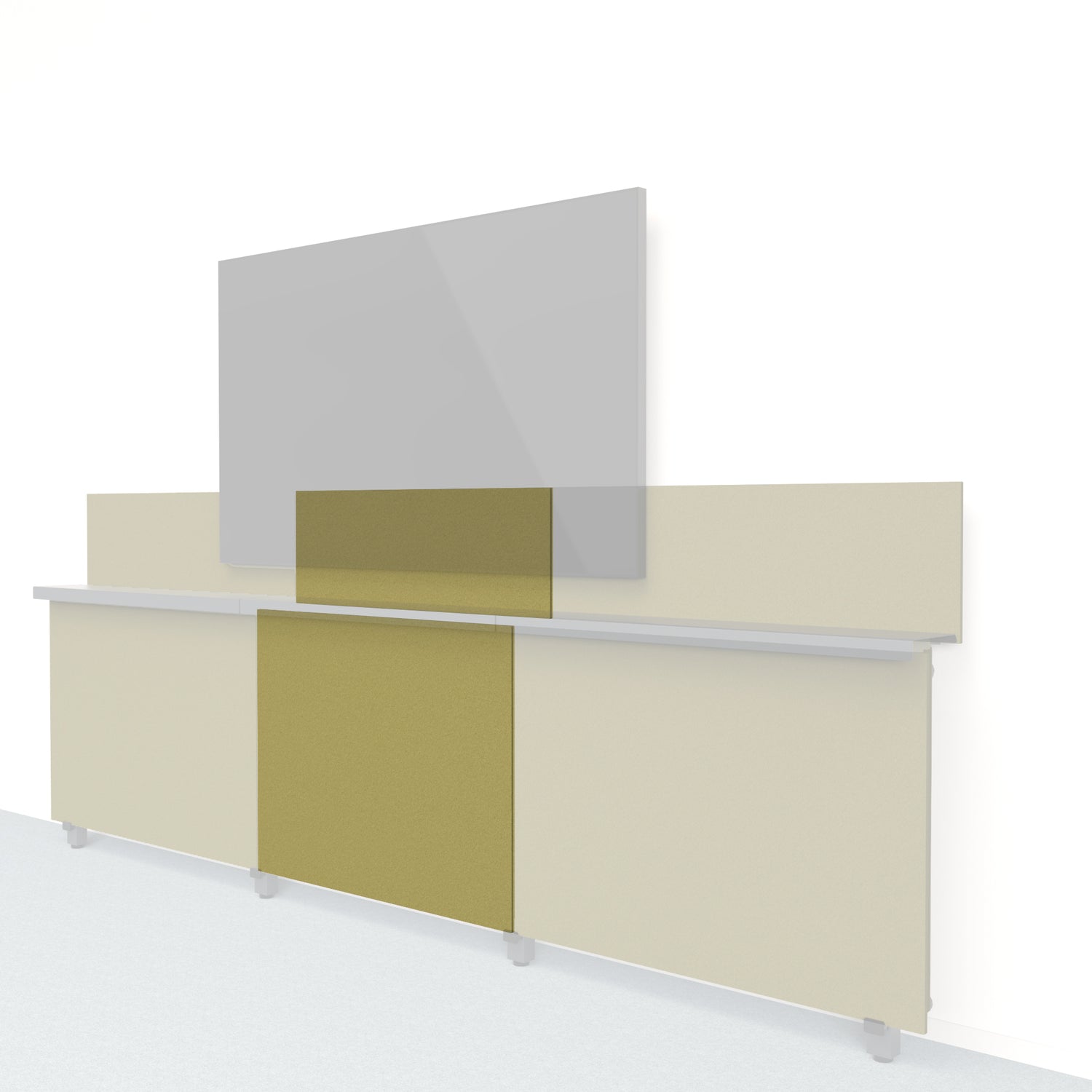 Heckler Framework Short Inner Panel &amp; Backsplash in Olive Felt Right — modular olive green PET felt AV wall panel for the Heckler Framework system.