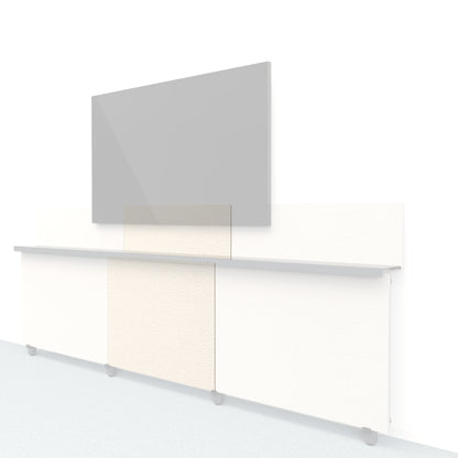 Heckler Framework Short Inner Panel &amp; Backsplash in Off White Maharam textile — modular textile-wrapped off-white AV wall panel for the Heckler Framework system.