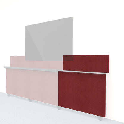 Heckler Framework Short Outer Panel &amp; Backsplash in Crimson Felt Right — modular crimson red PET felt AV wall panel for the Heckler Framework system.