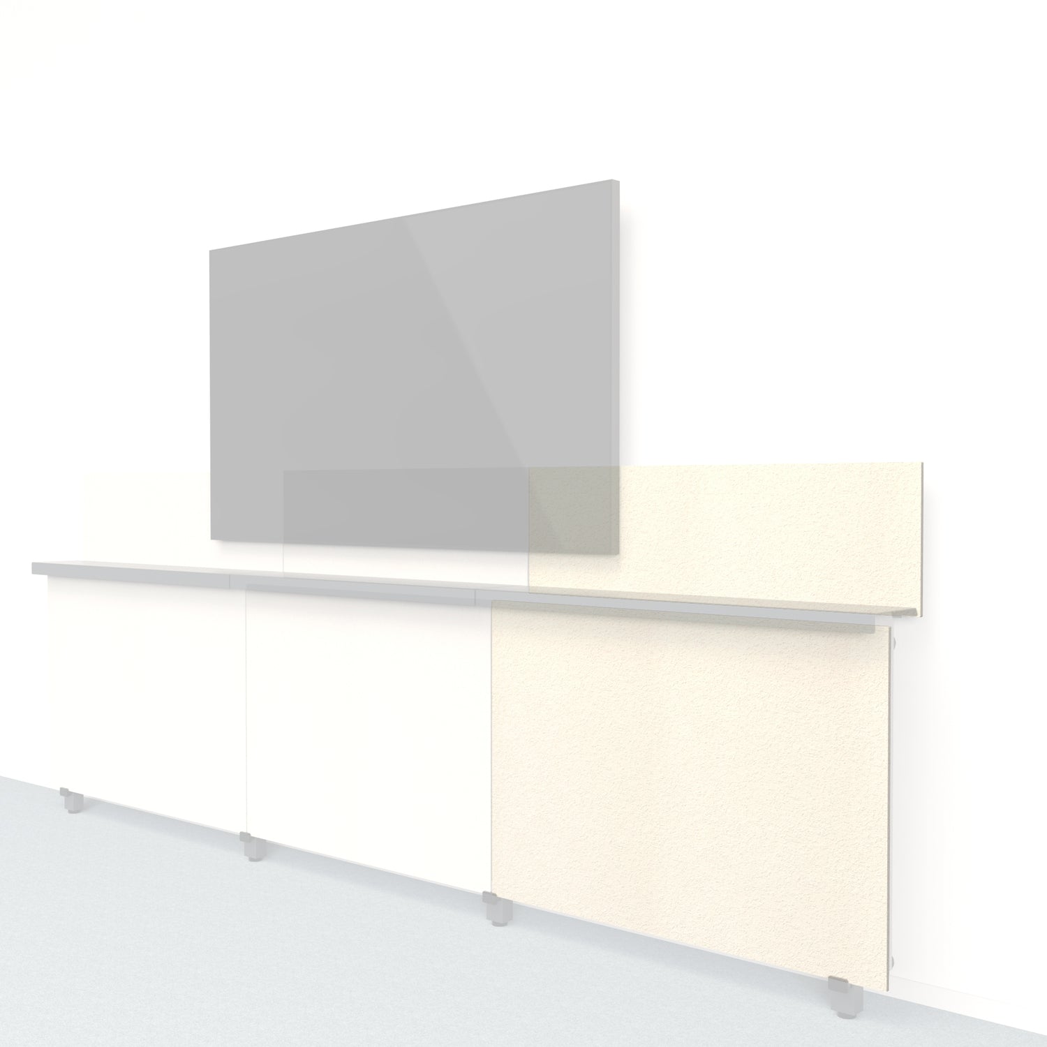 Heckler Framework Short Outer Panel &amp; Backsplash in Ivory Felt Right — modular ivory PET felt AV wall panel for the Heckler Framework system.