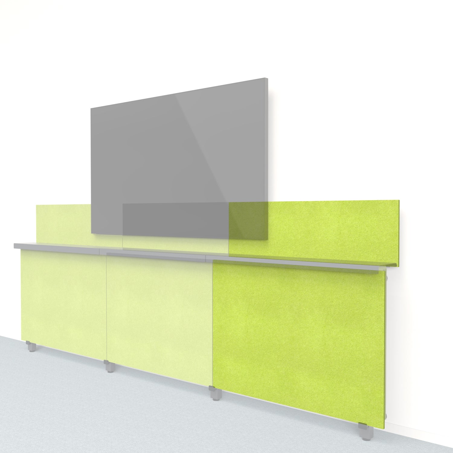 Heckler Framework Short Outer Panel &amp; Backsplash in Kiwi Felt Right — modular kiwi green PET felt AV wall panel for the Heckler Framework system.