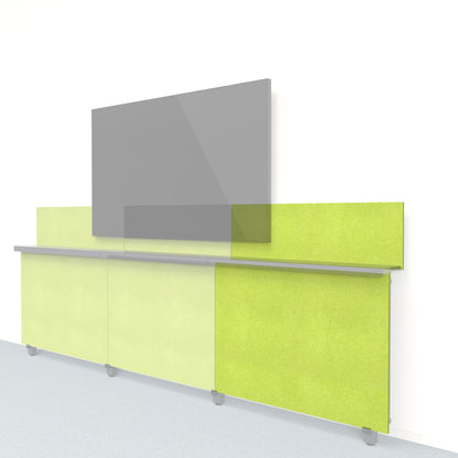 Heckler Framework Short Outer Panel &amp; Backsplash in Kiwi Felt Right — modular kiwi green PET felt AV wall panel for the Heckler Framework system.