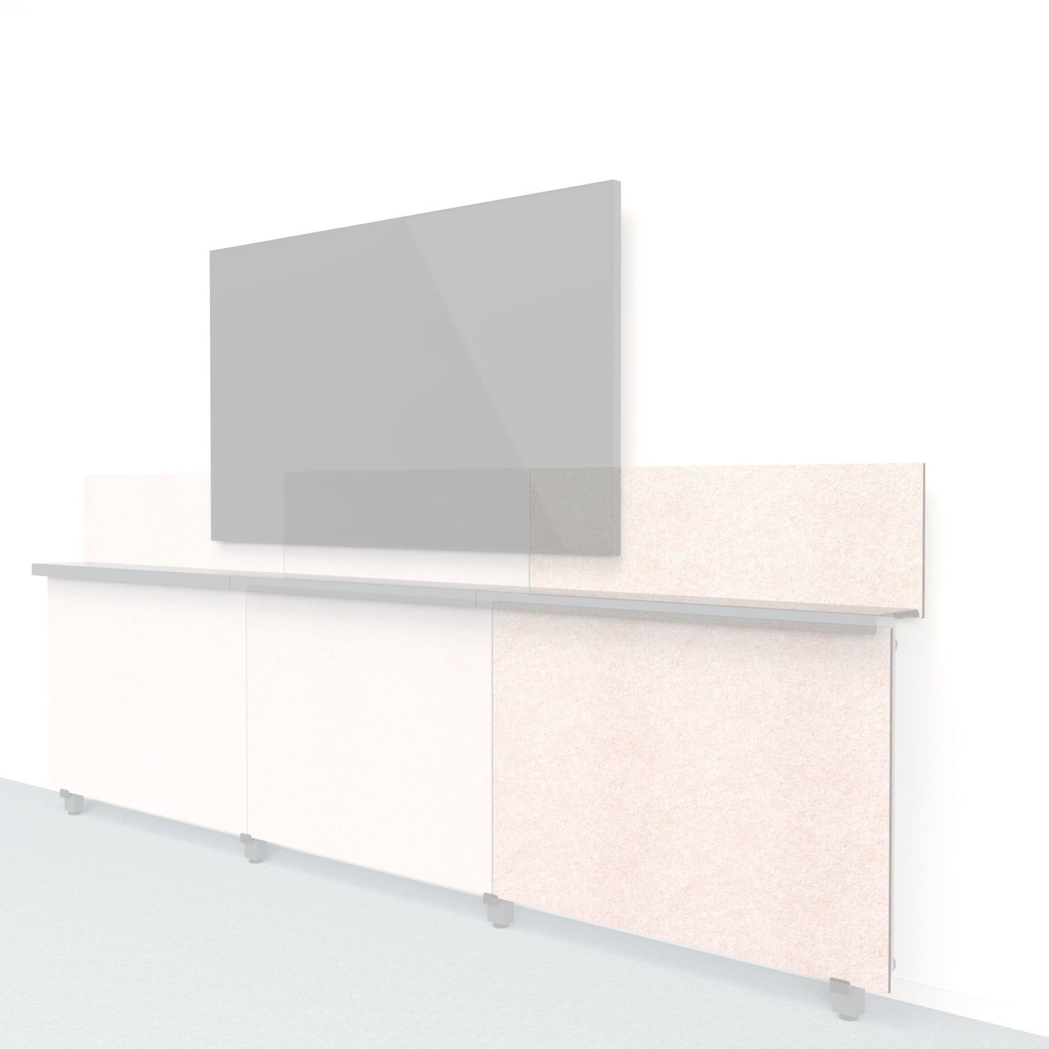 Heckler Framework Short Outer Panel &amp; Backsplash in Latte Felt Right — modular latte tan PET felt AV wall panel for the Heckler Framework system.